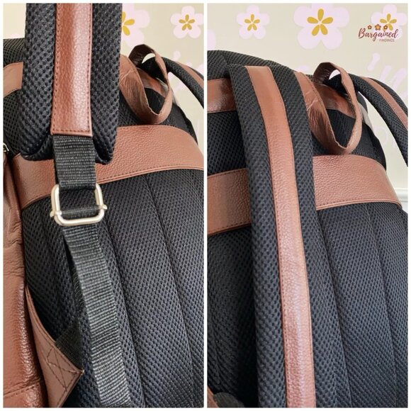 New Unbranded Genuine Chocolate Brown Pebbled Leather Large Backpack - Picture 8 of 11